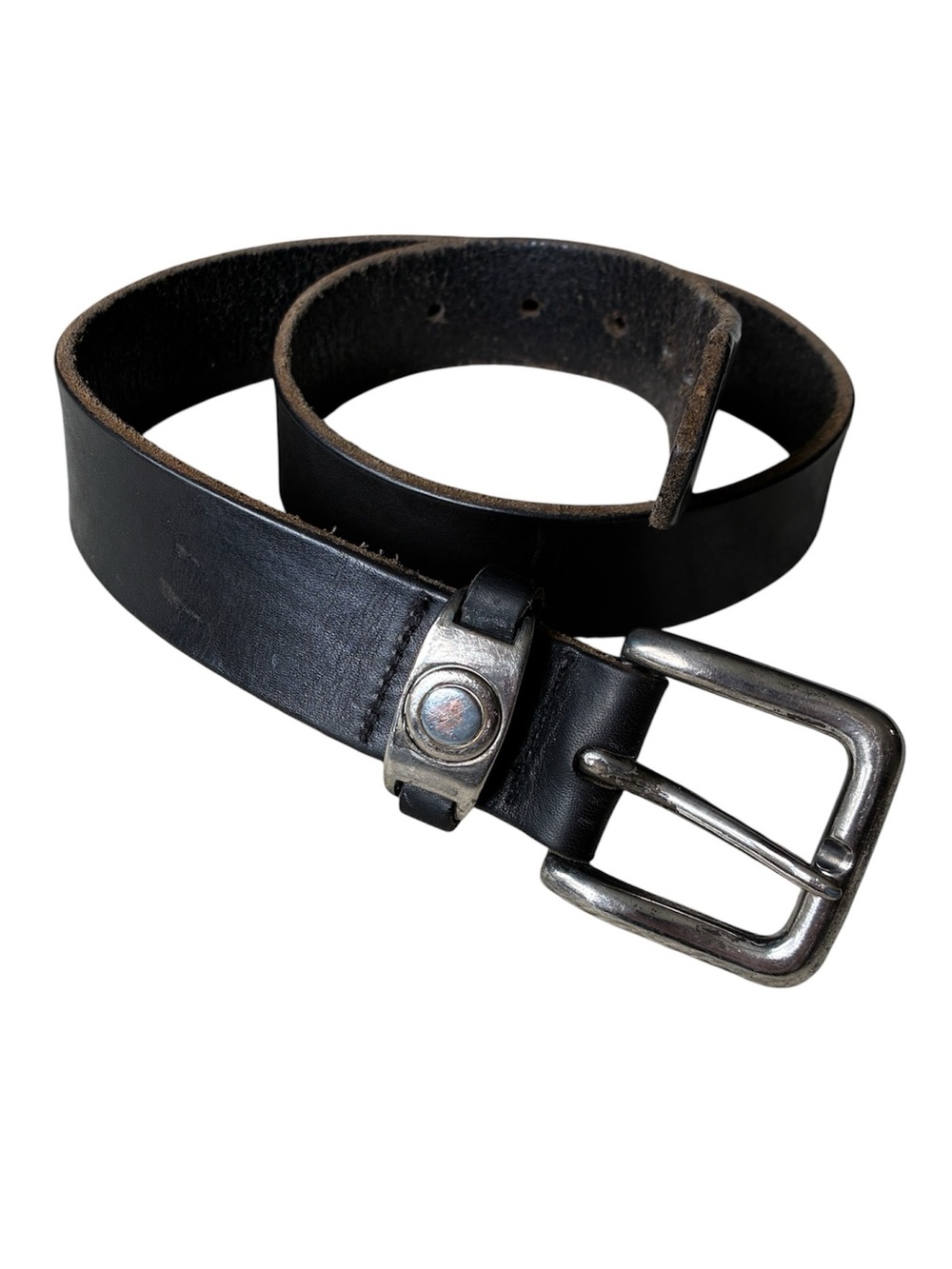 GAP Women's Vintage Black Genuine Leather Belt Silver Buckle Size 32